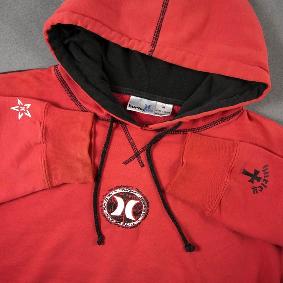 Hurley Other - Y2K Vintage Thrashed Hurley Skater Hoodie Pullover Mens M Red Black